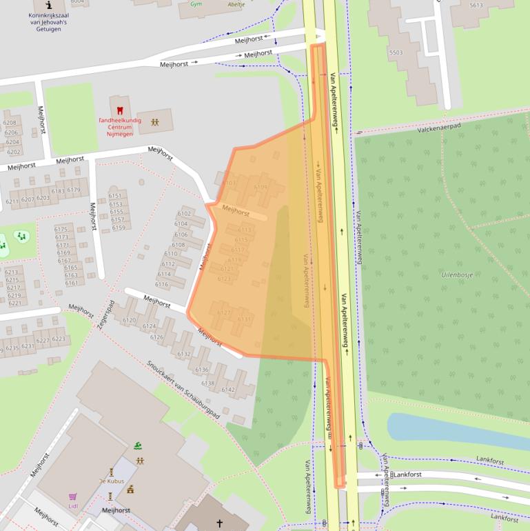 Kaart van postcodegebied 6537LH.