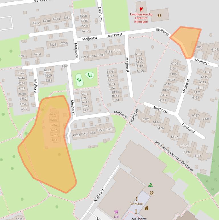 Kaart van postcodegebied 6537LM.