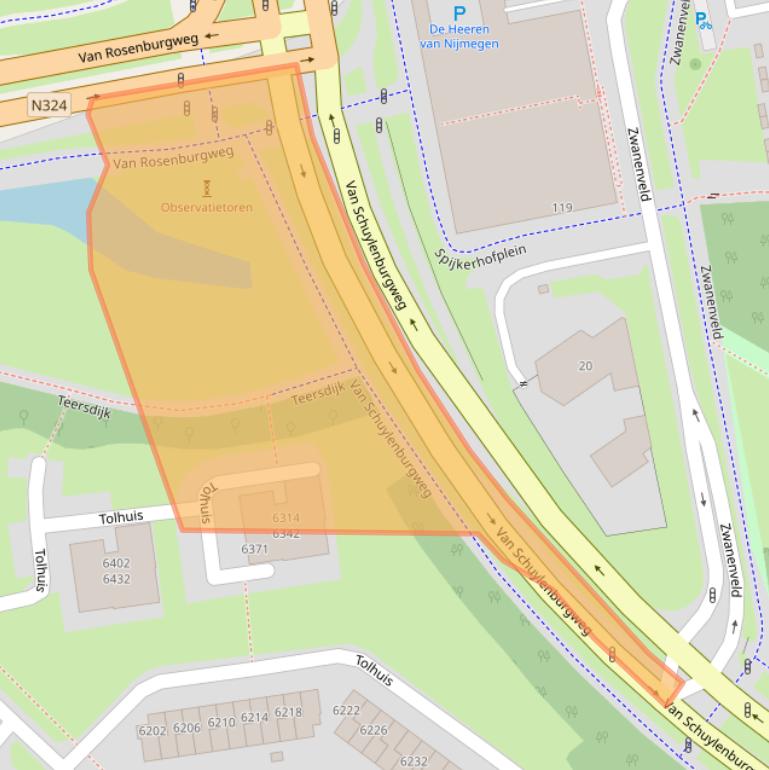 Kaart van postcodegebied 6537SV.