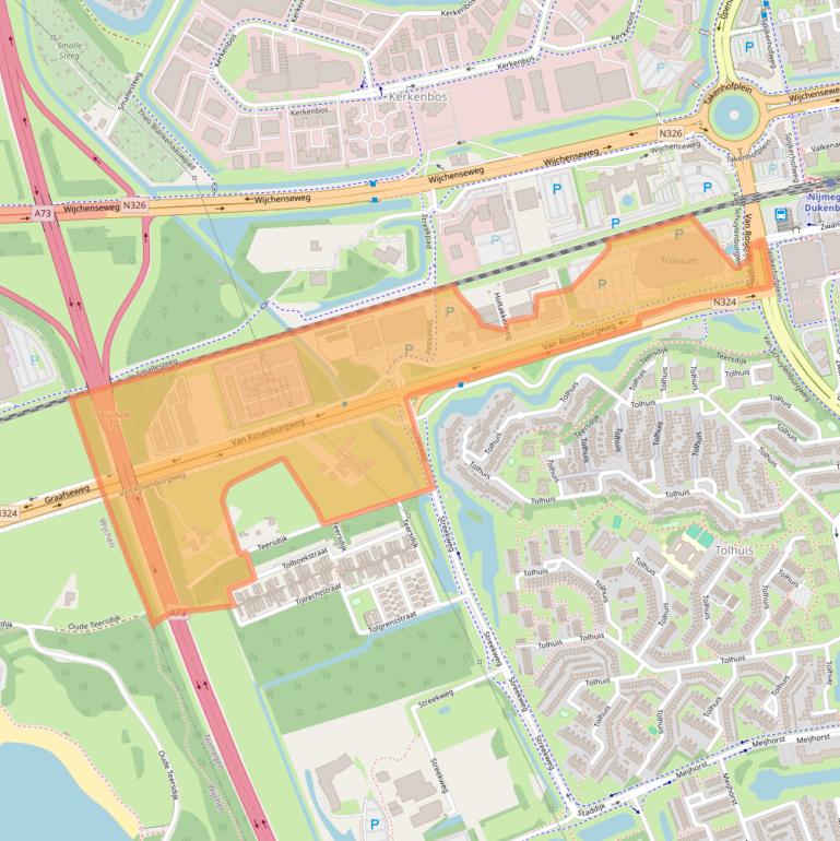 Kaart van postcodegebied 6537TM.