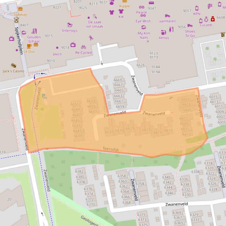 Kaart van postcodegebied 6538RX.