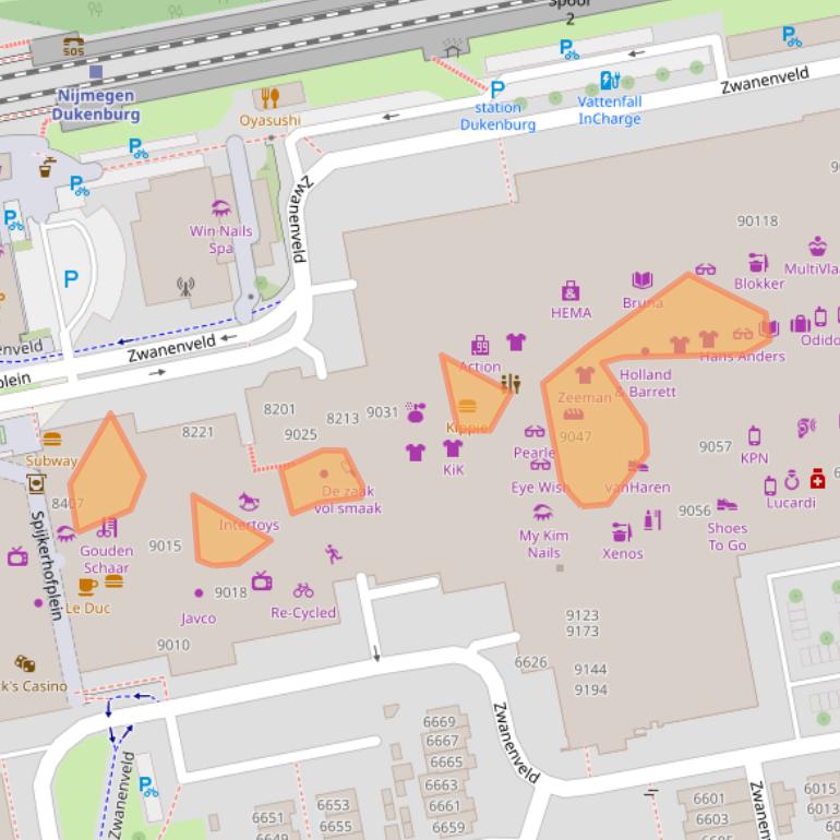 Kaart van postcodegebied 6538SE.