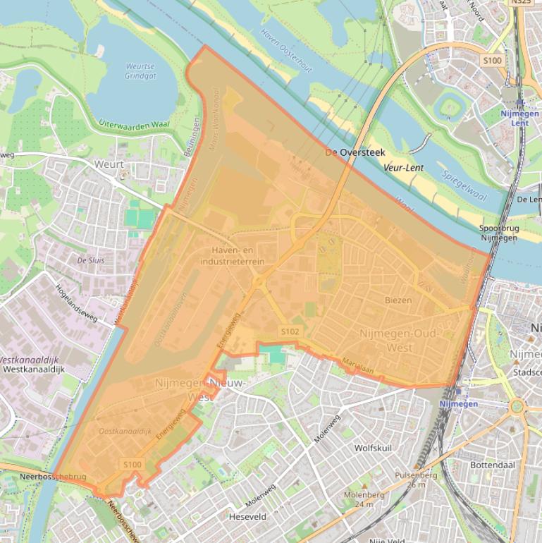 Kaart van postcodegebied 6541.
