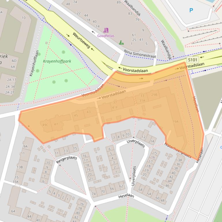 Kaart van postcodegebied 6541AB.