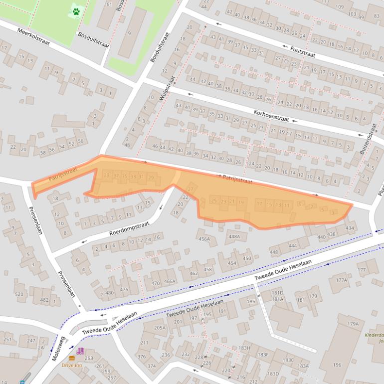 Kaart van postcodegebied 6542TL.