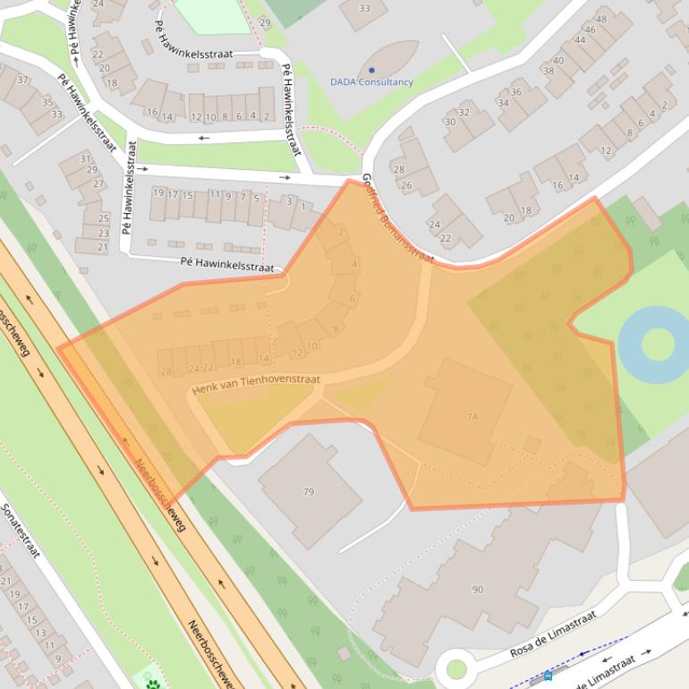 Kaart van postcodegebied 6543JB.