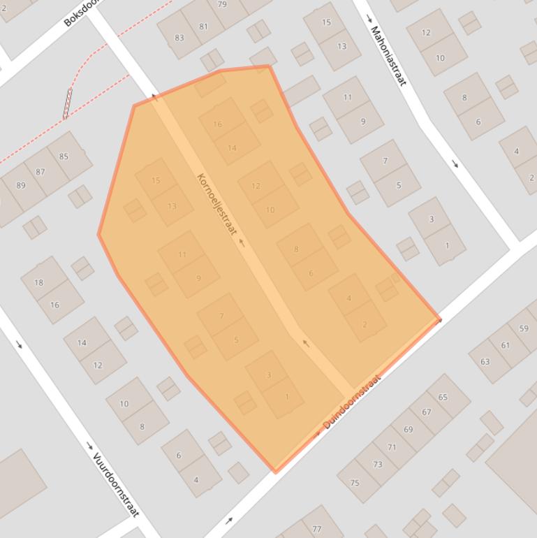 Kaart van postcodegebied 6543RP.