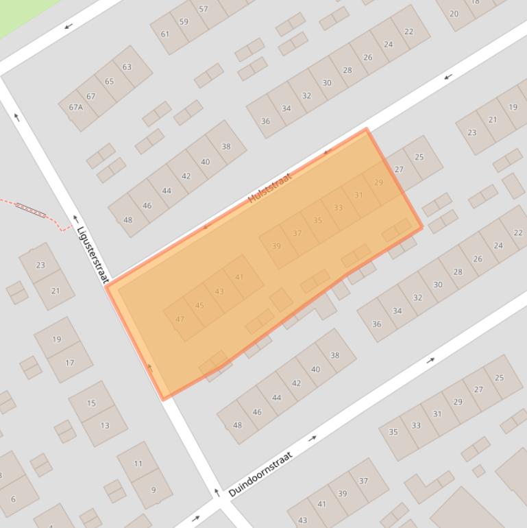 Kaart van postcodegebied 6543RX.