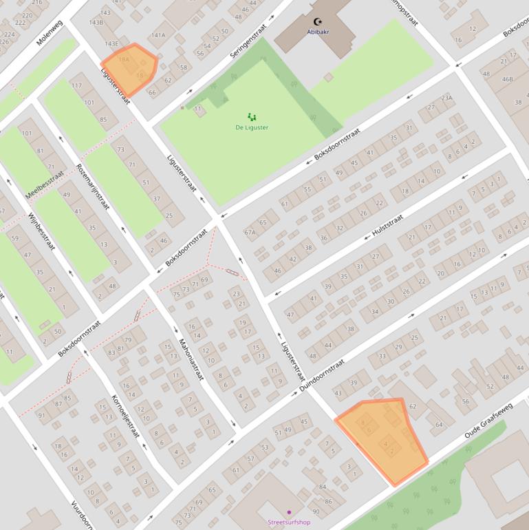 Kaart van postcodegebied 6543SZ.