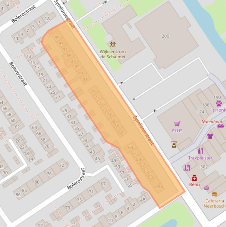 Kaart van postcodegebied 6544TC.