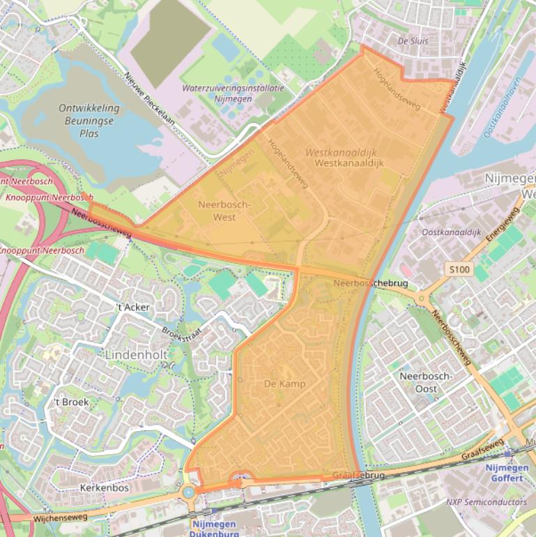 Kaart van postcodegebied 6545.