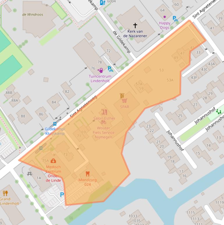 Kaart van postcodegebied 6545AT.