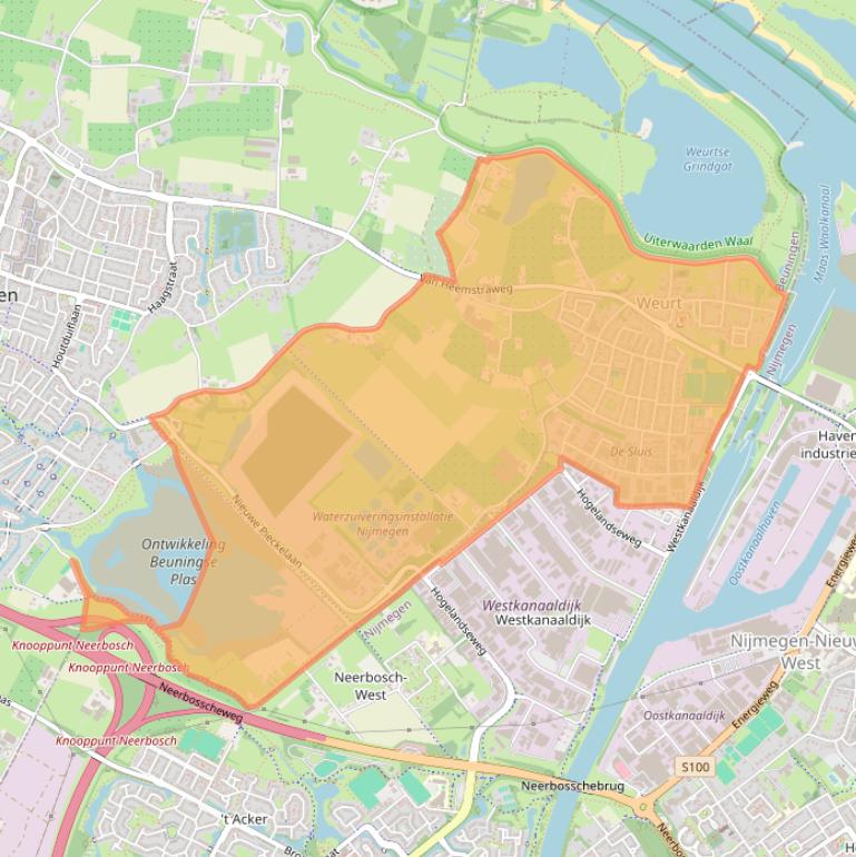 Kaart van postcodegebied 6551.