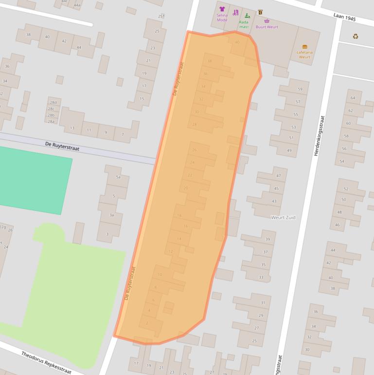 Kaart van postcodegebied 6551CJ.