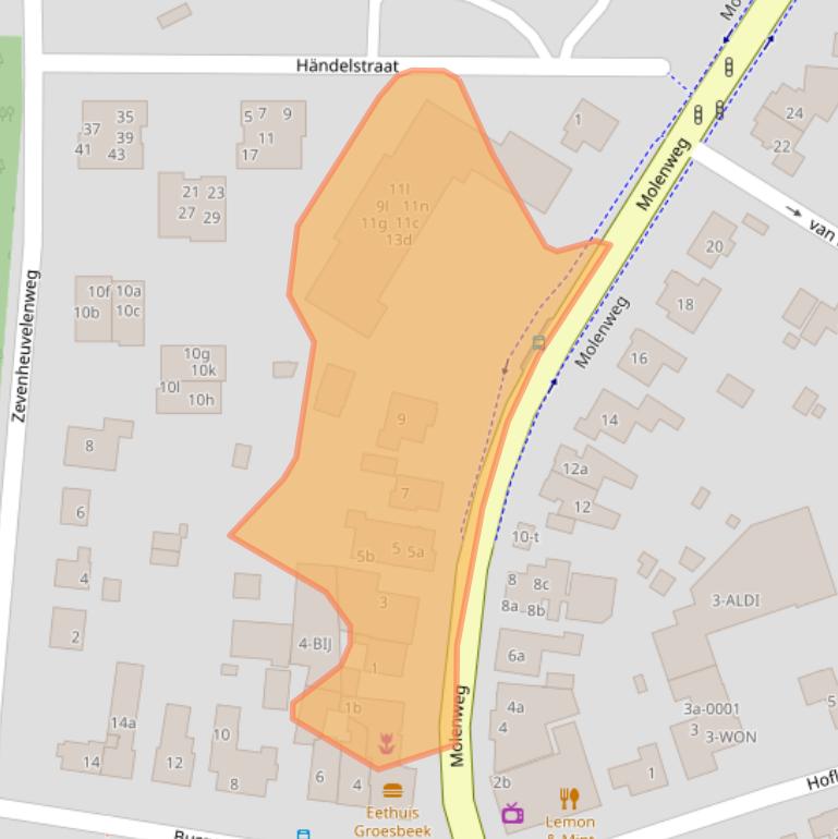 Kaart van postcodegebied 6561AG.