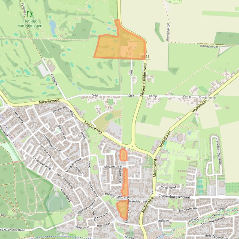 Kaart van postcodegebied 6561ER.