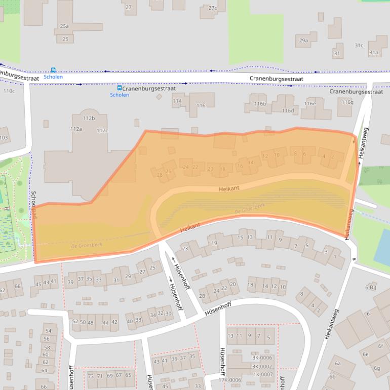 Kaart van postcodegebied 6561GB.