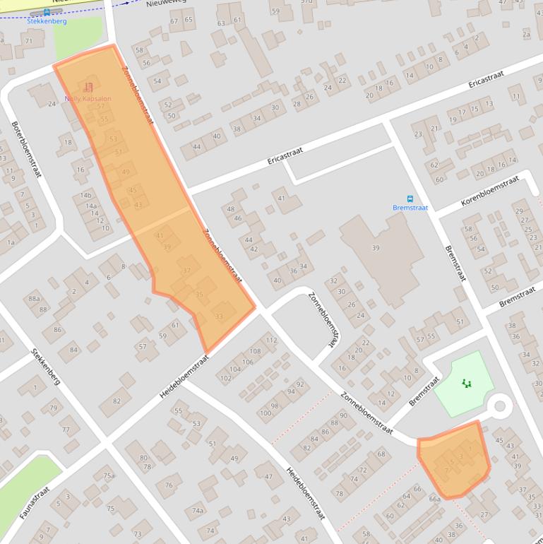Kaart van postcodegebied 6561WJ.