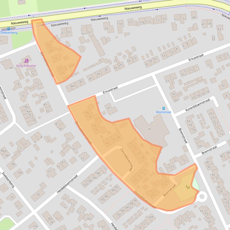 Kaart van postcodegebied 6561WK.