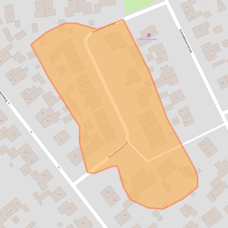 Kaart van postcodegebied 6561WL.