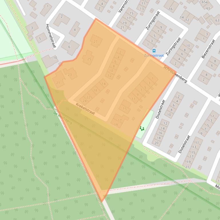 Kaart van postcodegebied 6561ZJ.