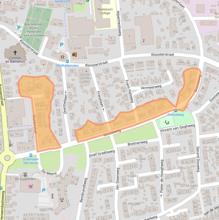 Kaart van postcodegebied 6562BH.