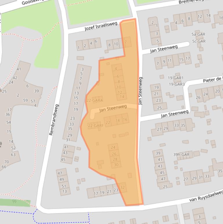 Kaart van postcodegebied 6562BZ.