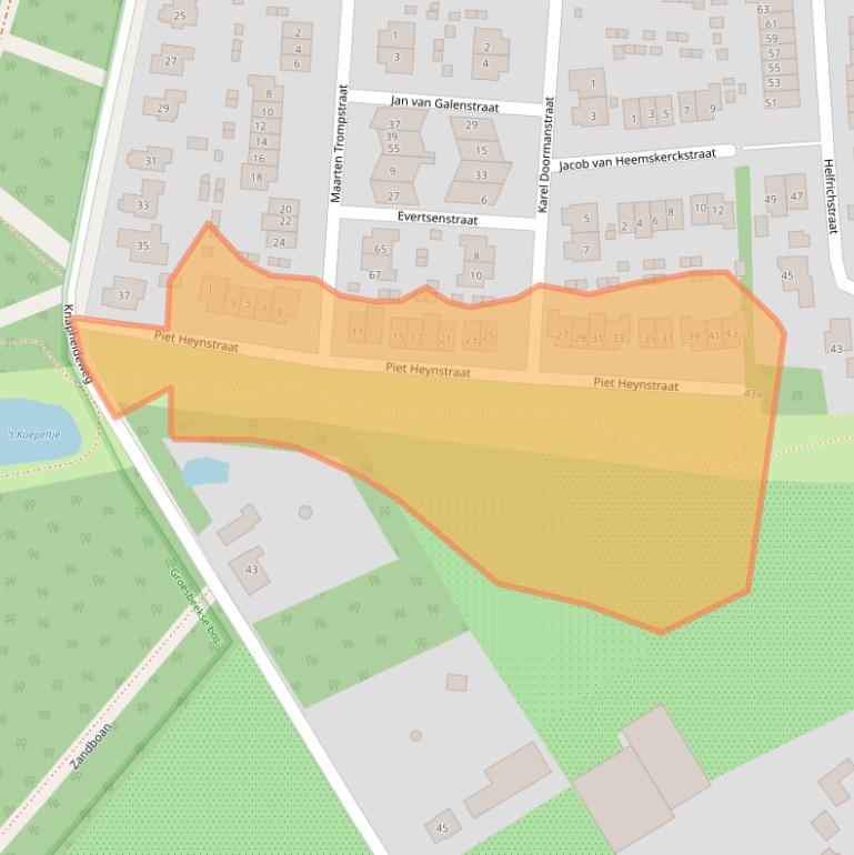 Kaart van postcodegebied 6562XC.