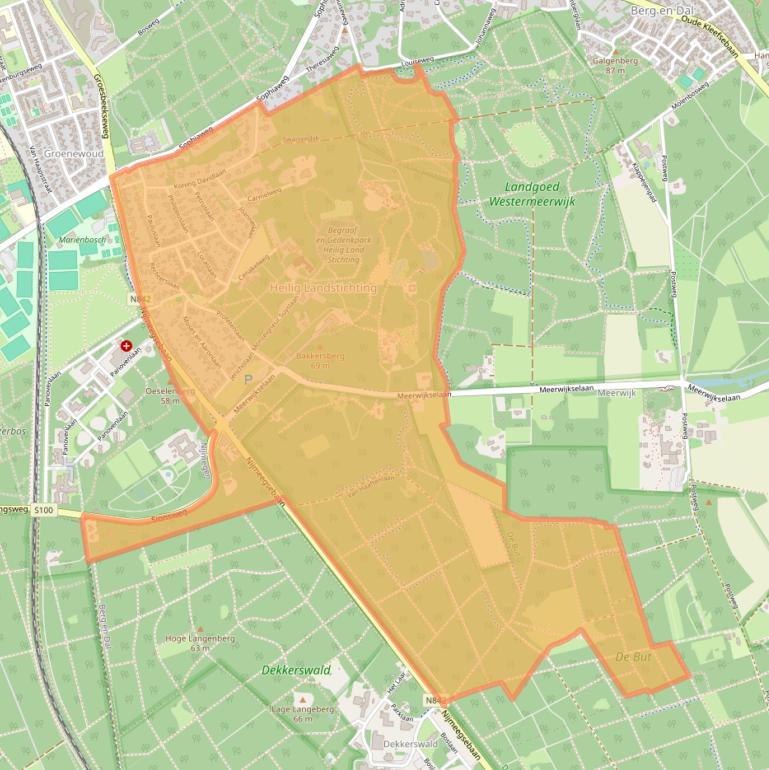 Kaart van postcodegebied 6564.