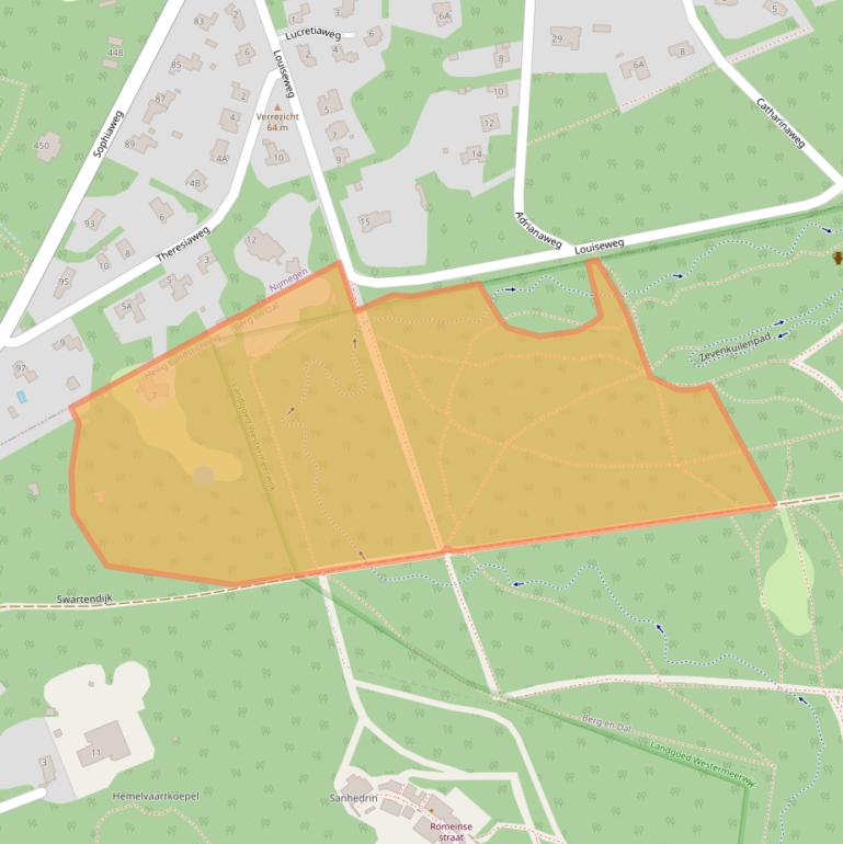 Kaart van postcodegebied 6564AA.