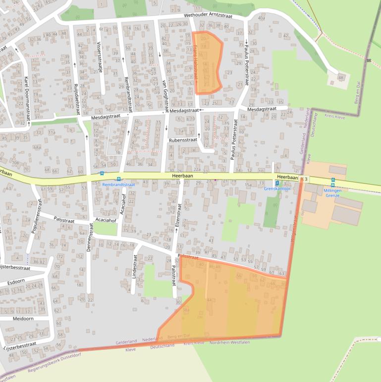 Kaart van postcodegebied 6566WZ.