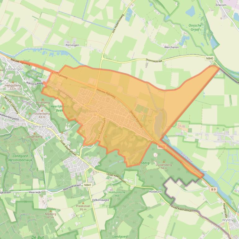 Kaart van postcodegebied 6573.