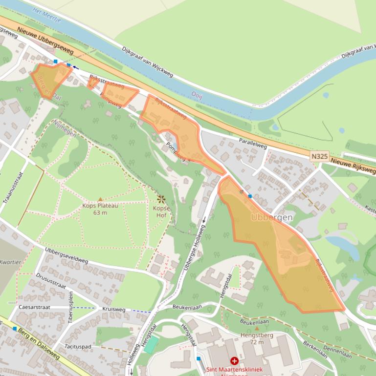 Kaart van postcodegebied 6574AD.