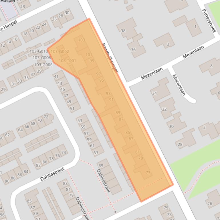 Kaart van postcodegebied 6581CC.