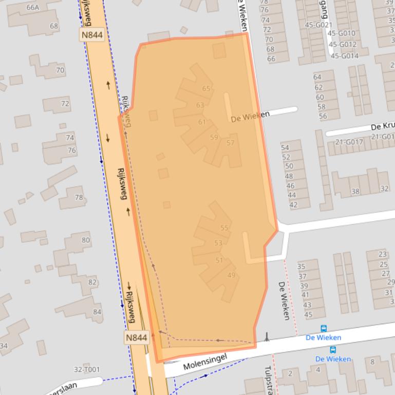 Kaart van postcodegebied 6581DB.