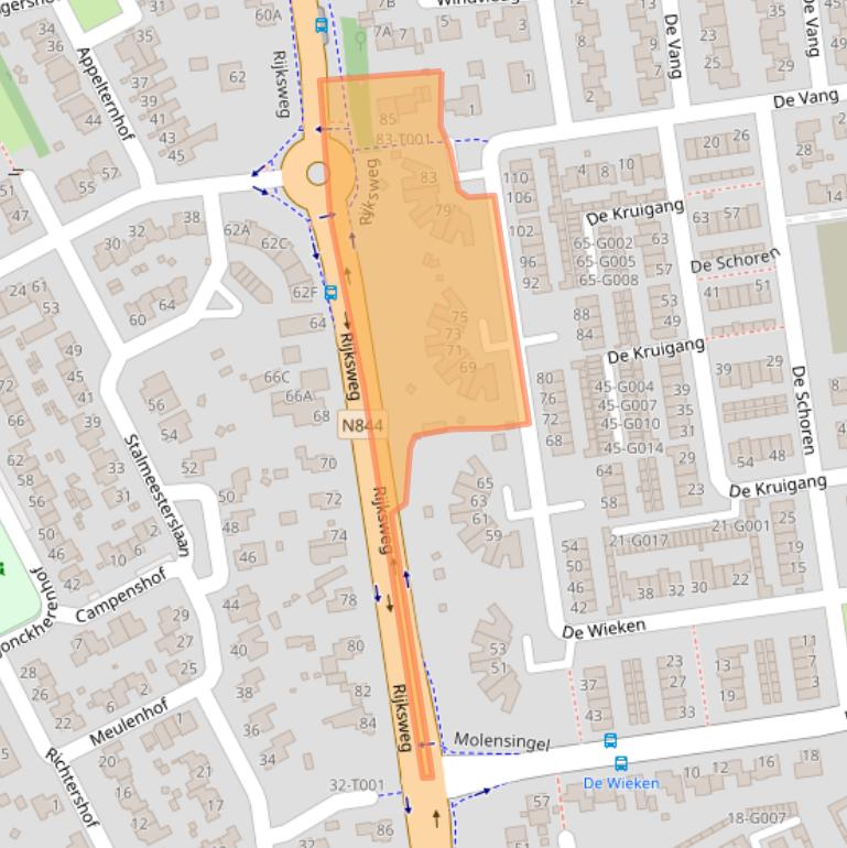 Kaart van postcodegebied 6581DC.