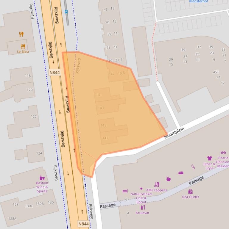 Kaart van postcodegebied 6581EJ.