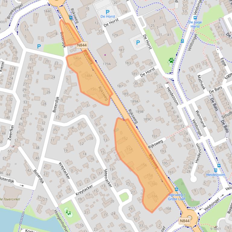Kaart van postcodegebied 6581ET.