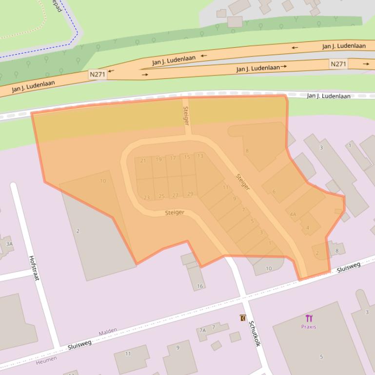 Kaart van postcodegebied 6581KZ.