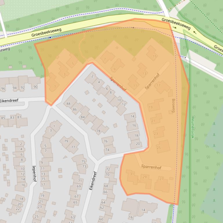 Kaart van postcodegebied 6581NA.
