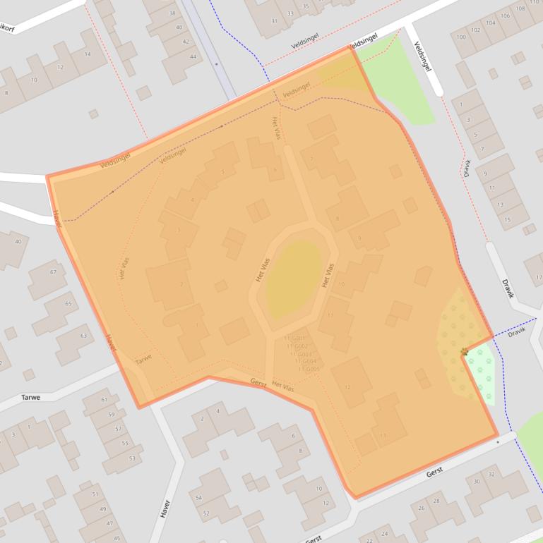 Kaart van postcodegebied 6581RA.