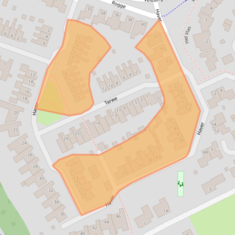 Kaart van postcodegebied 6581RB.