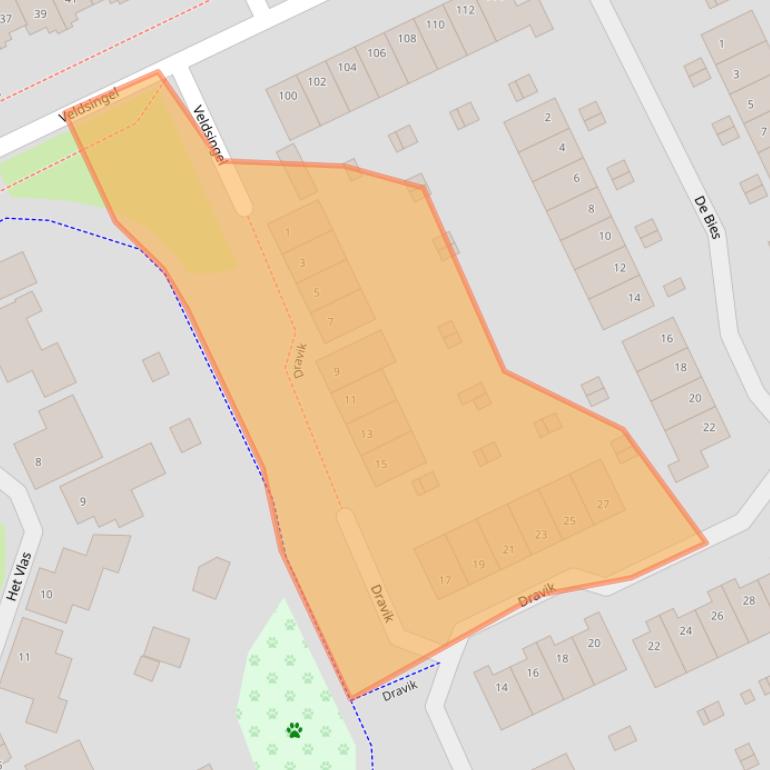 Kaart van postcodegebied 6581RE.