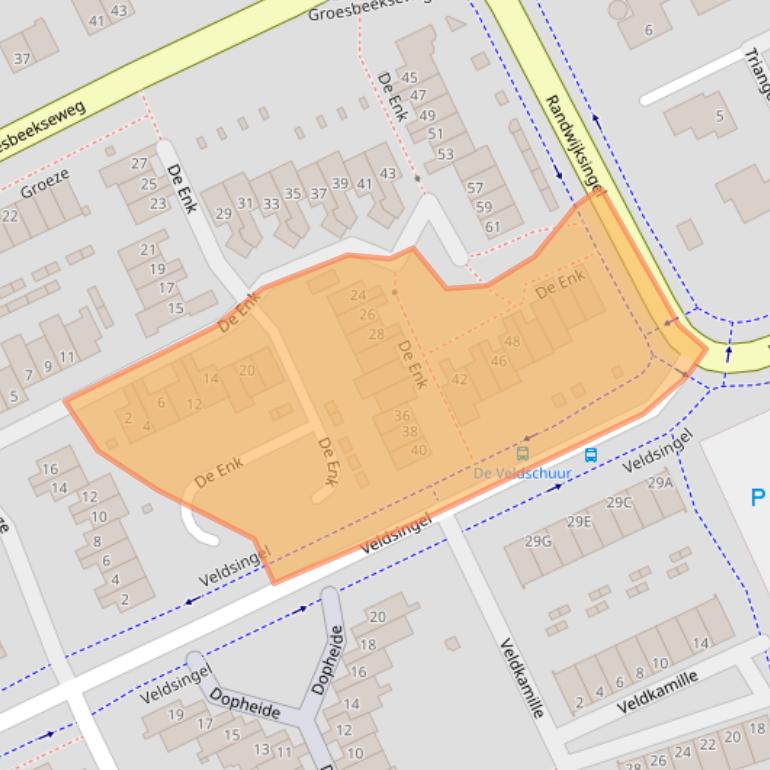 Kaart van postcodegebied 6581TN.
