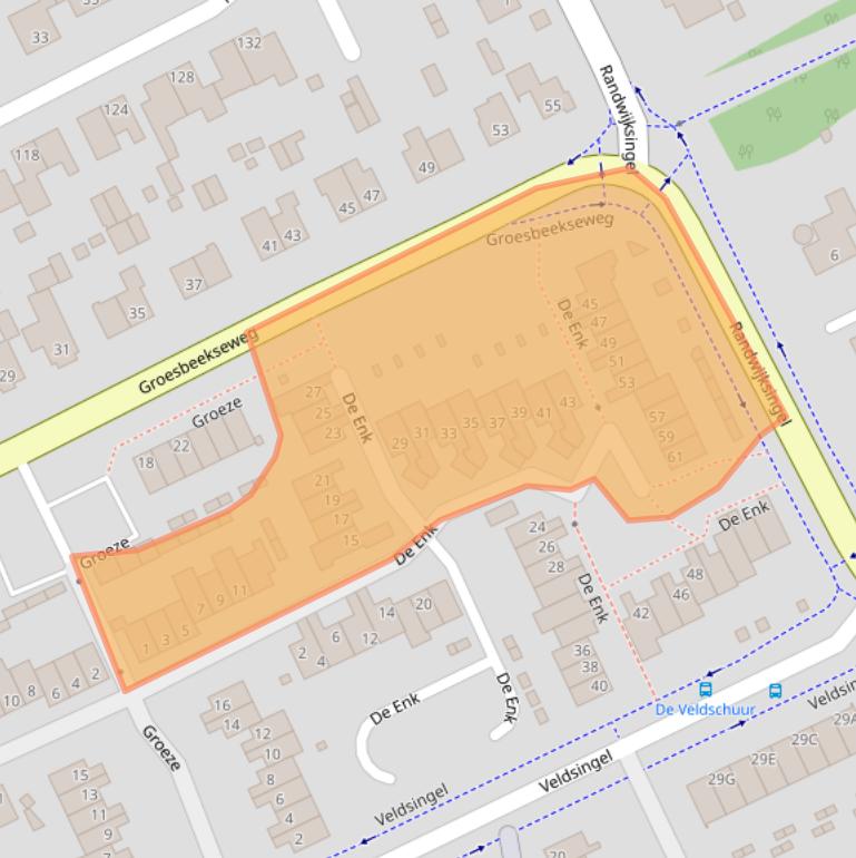 Kaart van postcodegebied 6581TP.