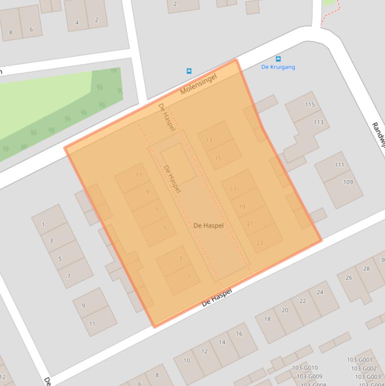 Kaart van postcodegebied 6581WV.