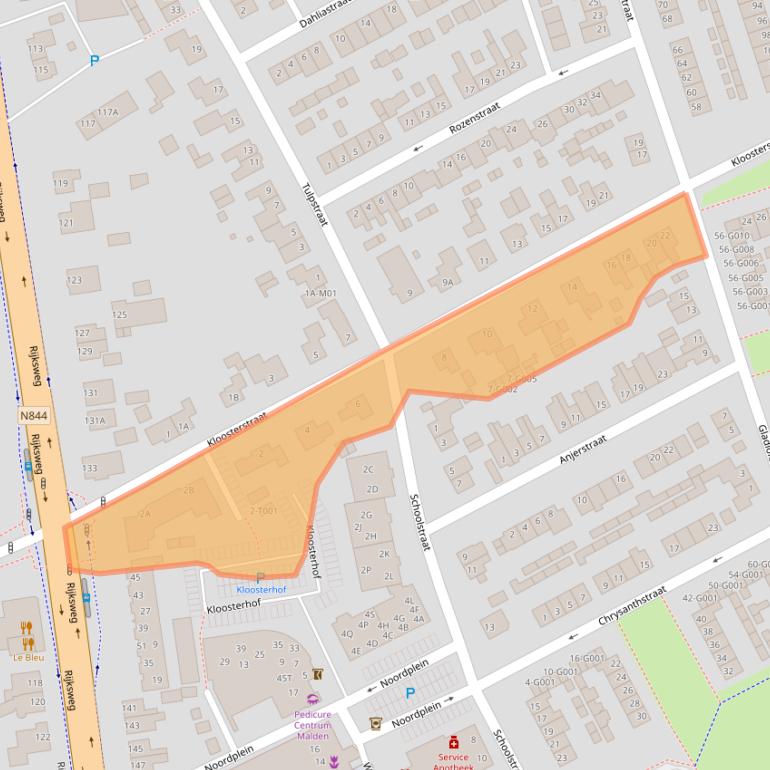 Kaart van postcodegebied 6581XX.