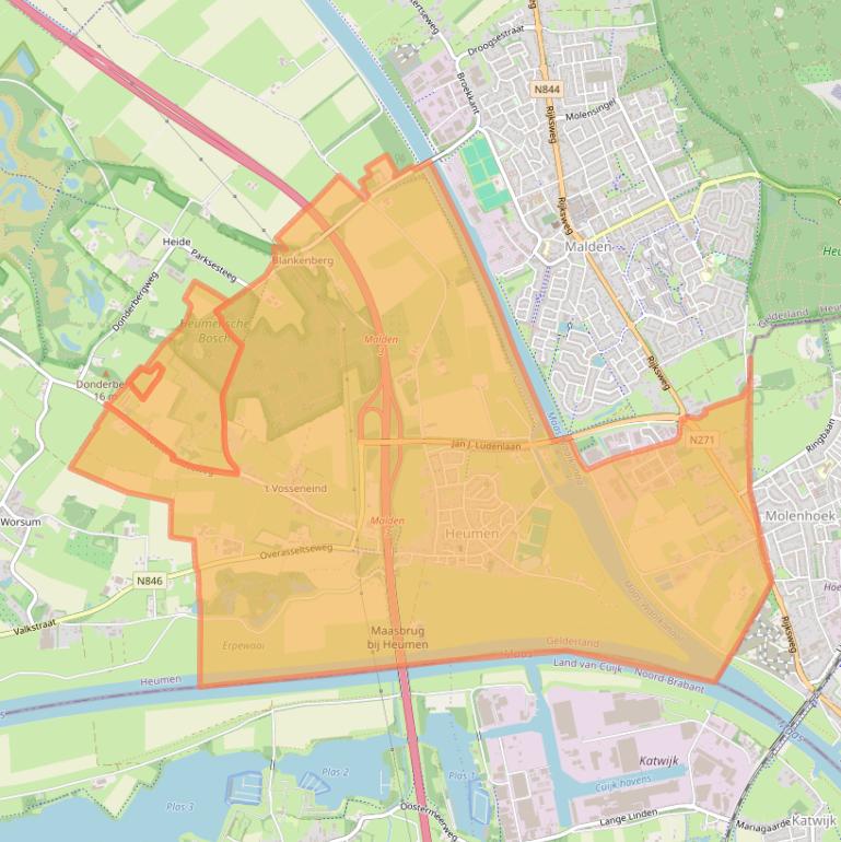 Kaart van postcodegebied 6582.