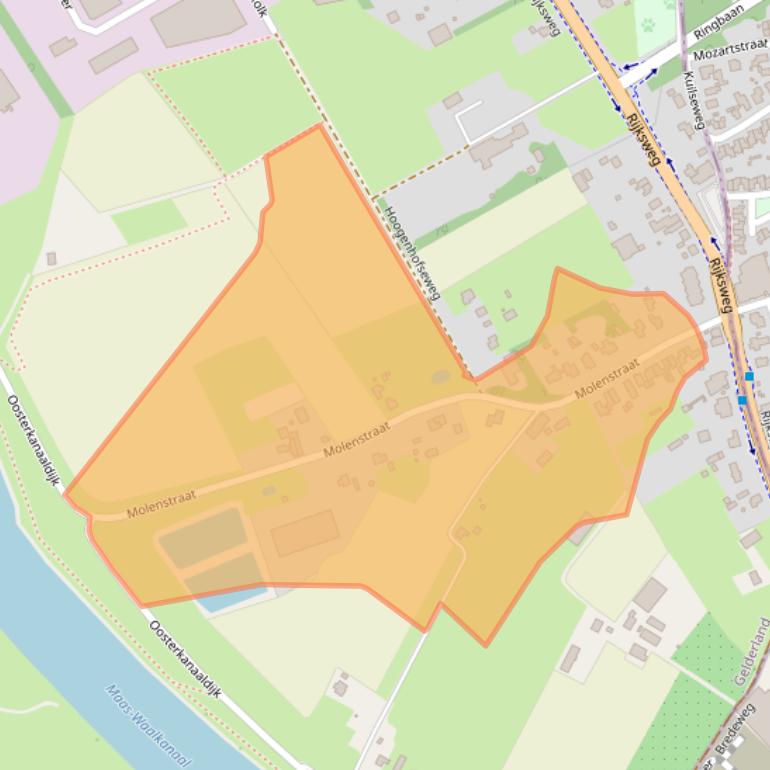 Kaart van postcodegebied 6582AE.