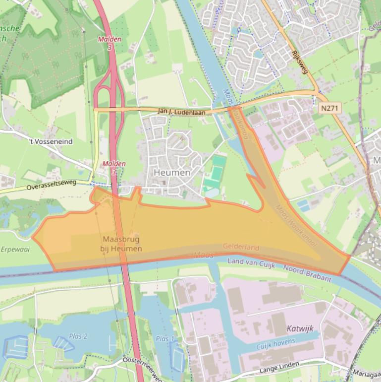 Kaart van postcodegebied 6582AZ.